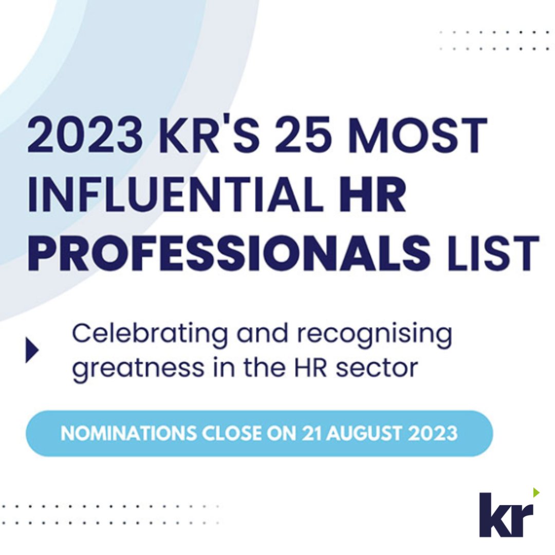 KnowledgeRes's tweet image. &quot;KR&apos;s 25 Most Influential HR Professionals List 2023&quot;! Honouring exceptional leaders, academics, authors &amp;amp; consultants in the HR domain. Nominations open now! 🏆👉tinyurl.com/25h53pay
Winners announced at our HR Summit, 18th Oct 2023. Nominate by 21st Aug.