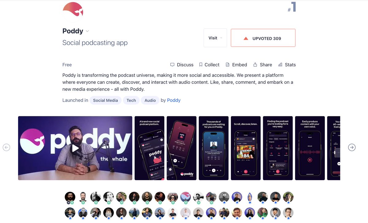 🌟Poddy is currently ranked first in the world in Product Hunt! We are so close to be the ''Product of the Day!'' 🚀🐳 Click the link to support us by sharing our excitement! 👉 🔗 producthunt.com/posts/poddy @ProductHunt @producthunttr