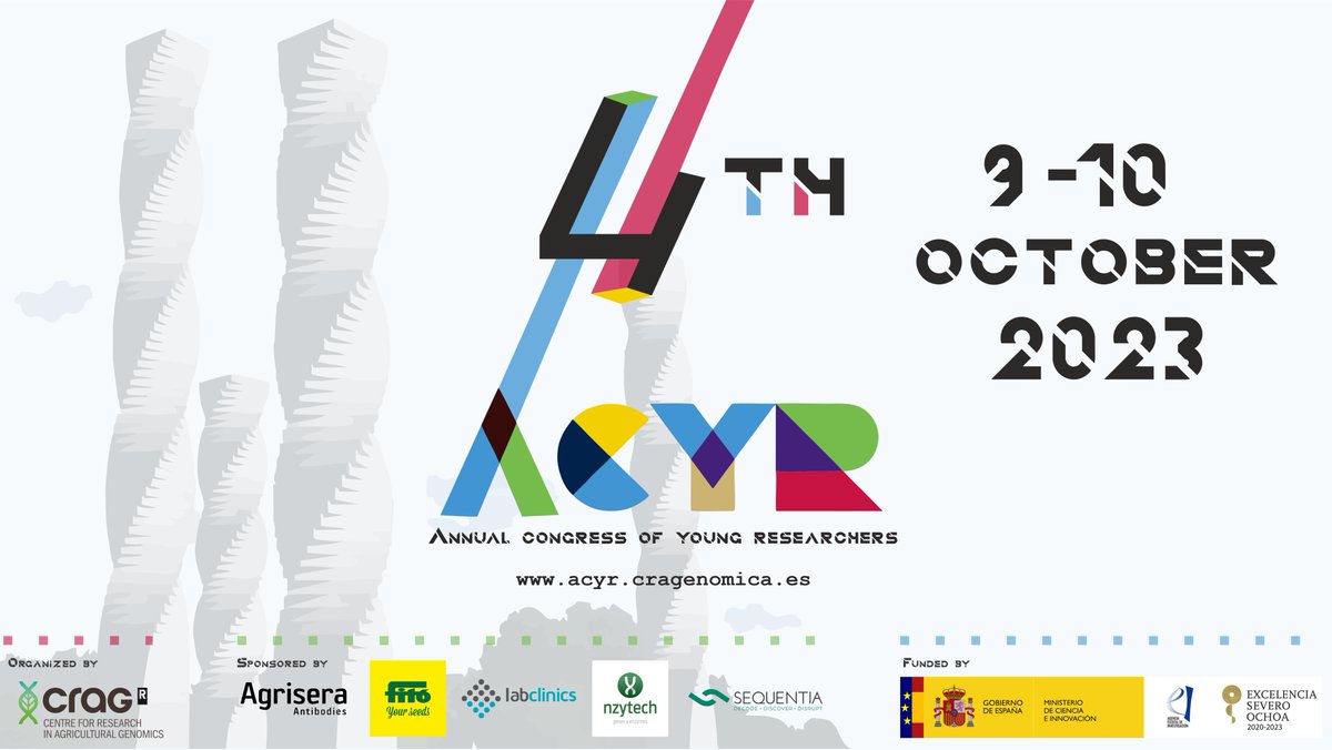 The 4th Annual Congress of Young Researchers in plant and animal science is here! 🌱🐮

Join us at CRAG on 9-10 October for an event full of talks, posters, networking and prizes! 🙌

Register and submit your abstract before 30 September at acyr.cragenomica.es 📝
<a href="/ACYR_CRAG/">ACYR</a>
