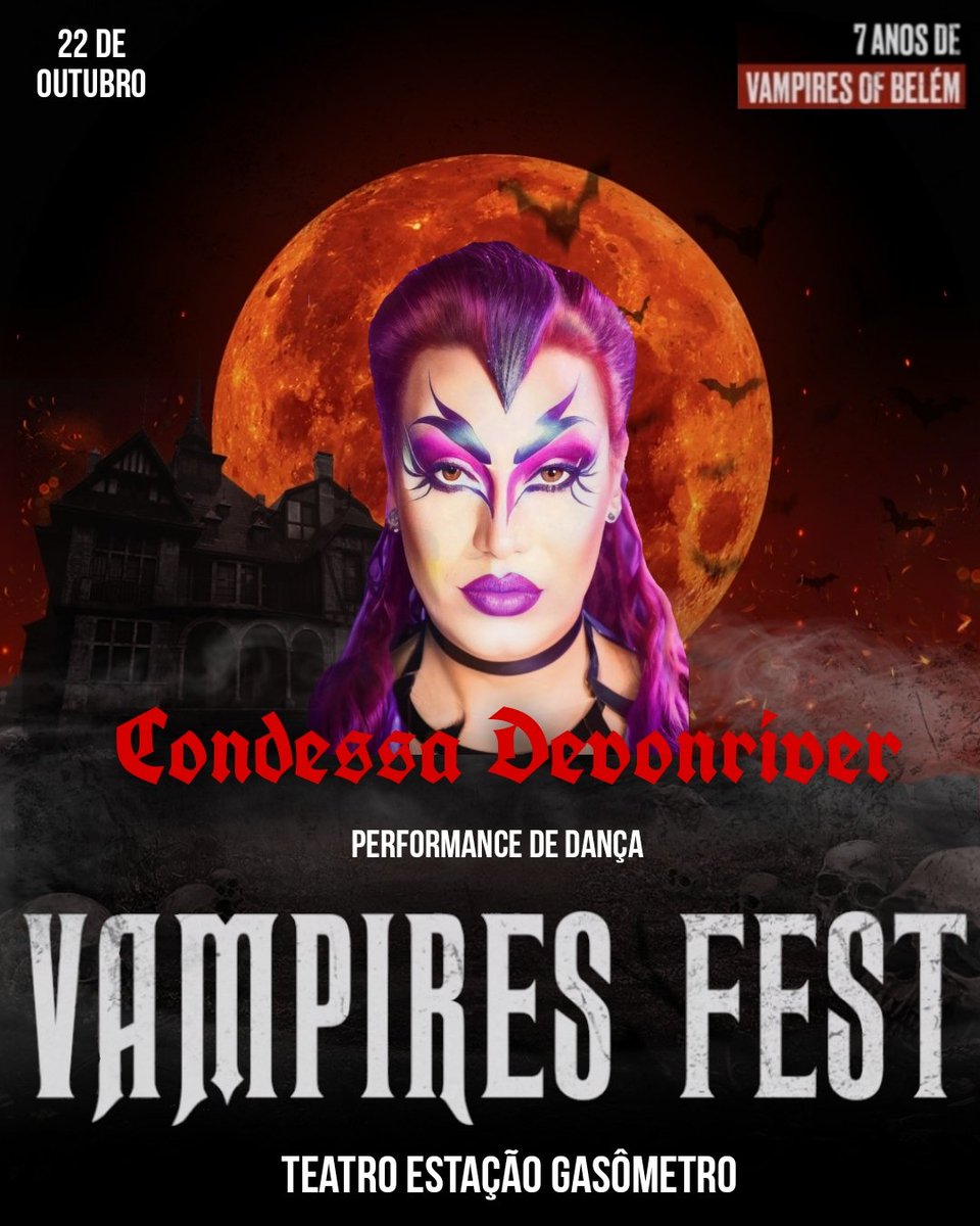 VampiresFest's tweet photo. ▪︎ Presença Confirmada 
Como Performance de Dança 
A Drag Vampira Condessa Devonriver 
Drag Queen Vampira de Belém https://t.co/rFD3acAzph