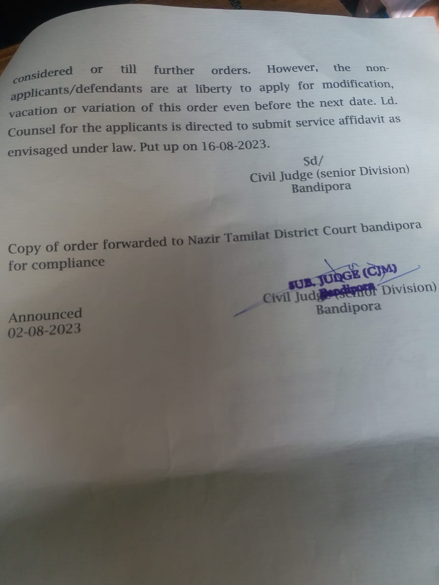 Newshub1981's tweet photo. Status Co,Order Passed By Honorable CJM Bandipora, Gen Public Is Informed Not To Indulge In Any kind Of Sale / Purchase Activity Of The Said Piece Of Land Till Final Disposal Of The Case, 

Regards
Asrar ul Haq
@dcbandipora
@ACRbandipora
#districtadminstrationbandipora https://t.co/Os2THQ8iNu