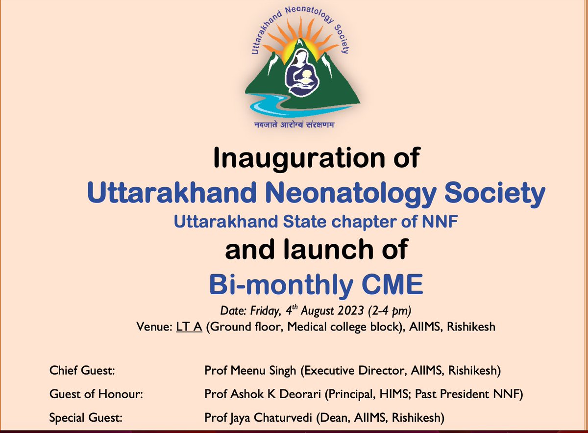 Ashok Deorari MD FAMS (@ashokaiims) on Twitter photo <a href="/NNF_Uttarakhand/">NNF Uttarakhand</a> <a href="/drbisht02/">surender bisht</a> <a href="/Nnfindia1/">NNFIndia</a> <a href="/iapindia/">Indian Academy of Pediatrics (IAP)</a> <a href="/fogsiofficial/">FOGSI</a> <a href="/DrLalanbharti/">Dr Lalan Kr Bharti</a> <a href="/drvpgoswami1/">Dr.V.P.Goswami</a> <a href="/UNICEFIndia/">UNICEF India</a> <a href="/MayankPrix26/">Dr Mayank Priyadarshi MD DM 🇮🇳</a> <a href="/aiimsrishi/">AIIMS RISHIKESH</a> <a href="/MoHFW_INDIA/">Ministry of Health</a> Looking forward for the launch of first CME at <a href="/aiimsrishi/">AIIMS RISHIKESH</a>
tomorrow .Congratulations <a href="/NNF_Uttarakhand/">NNF Uttarakhand</a> for getting recognition by central by <a href="/Nnfindia1/">NNFIndia</a> and aspiring to work closely with <a href="/nhm_uttarakhand/">National Health Mission, Uttarakhand</a> for improving care of mothers & babies . <a href="/NNF_Uttarakhand/">NNF Uttarakhand</a> <a href="/drbisht02/">surender bisht</a> <a href="/Nnfindia1/">NNFIndia</a> <a href="/iapindia/">Indian Academy of Pediatrics (IAP)</a> <a href="/fogsiofficial/">FOGSI</a> <a href="/DrLalanbharti/">Dr Lalan Kr Bharti</a> <a href="/drvpgoswami1/">Dr.V.P.Goswami</a> <a href="/UNICEFIndia/">UNICEF India</a> <a href="/MayankPrix26/">Dr Mayank Priyadarshi MD DM 🇮🇳</a> <a href="/aiimsrishi/">AIIMS RISHIKESH</a> <a href="/MoHFW_INDIA/">Ministry of Health</a> Looking forward for the launch of first CME at <a href="/aiimsrishi/">AIIMS RISHIKESH</a>
tomorrow .Congratulations <a href="/NNF_Uttarakhand/">NNF Uttarakhand</a> for getting recognition by central by <a href="/Nnfindia1/">NNFIndia</a> and aspiring to work closely with <a href="/nhm_uttarakhand/">National Health Mission, Uttarakhand</a> for improving care of mothers & babies .
