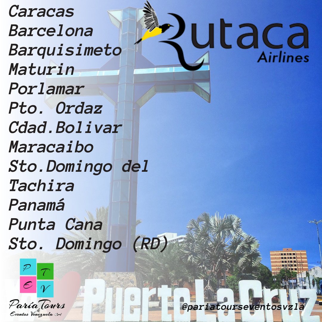 PariaVzla's tweet photo. Agencia de Viajes
PARIA TOURS VENEZUELA,C.A🇻🇪
✈Vuelos Nacionales e Internacionales
🚘Traslados Terrestre y Marítimo ⛴️
🏨 Hospedajes
🌎Paquetes Turísticos

WhatsApp 📲
04126972075
Directo 👇
https://t.co/gJrH0SlNeo…

#turismo  #carupano #Viajes #boletosaereos #rutaca #sucre https://t.co/LleOXzLlHs