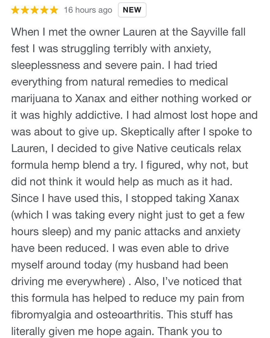 This is why we do it! 

Changing lives the natural way 🙌 

#NativeCeuticals #LongIsland #cbd #longislandhemp #anxietyrelief