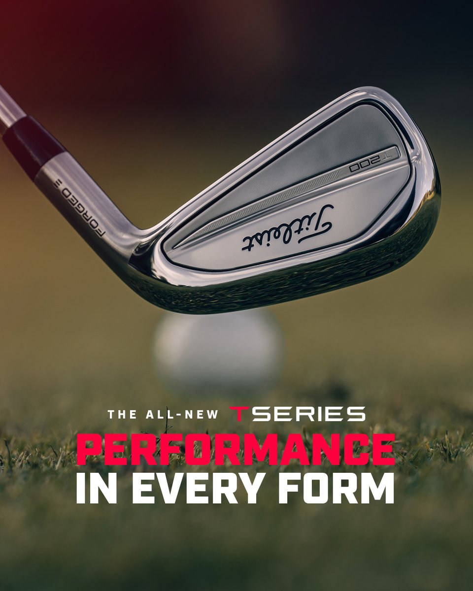 Titleist's tweet photo. It’s time to get fit, #TeamTitleist.

NEW #TSeries irons are now available for fittings worldwide.

Four new tour-inspired models – T100, T150, T200 &amp; T350 – delivering unrivaled feel with effortless turf interaction.

Learn more &amp; find a fitter near you: https://t.co/rFMekV6qnD https://t.co/CGSYeEyRew