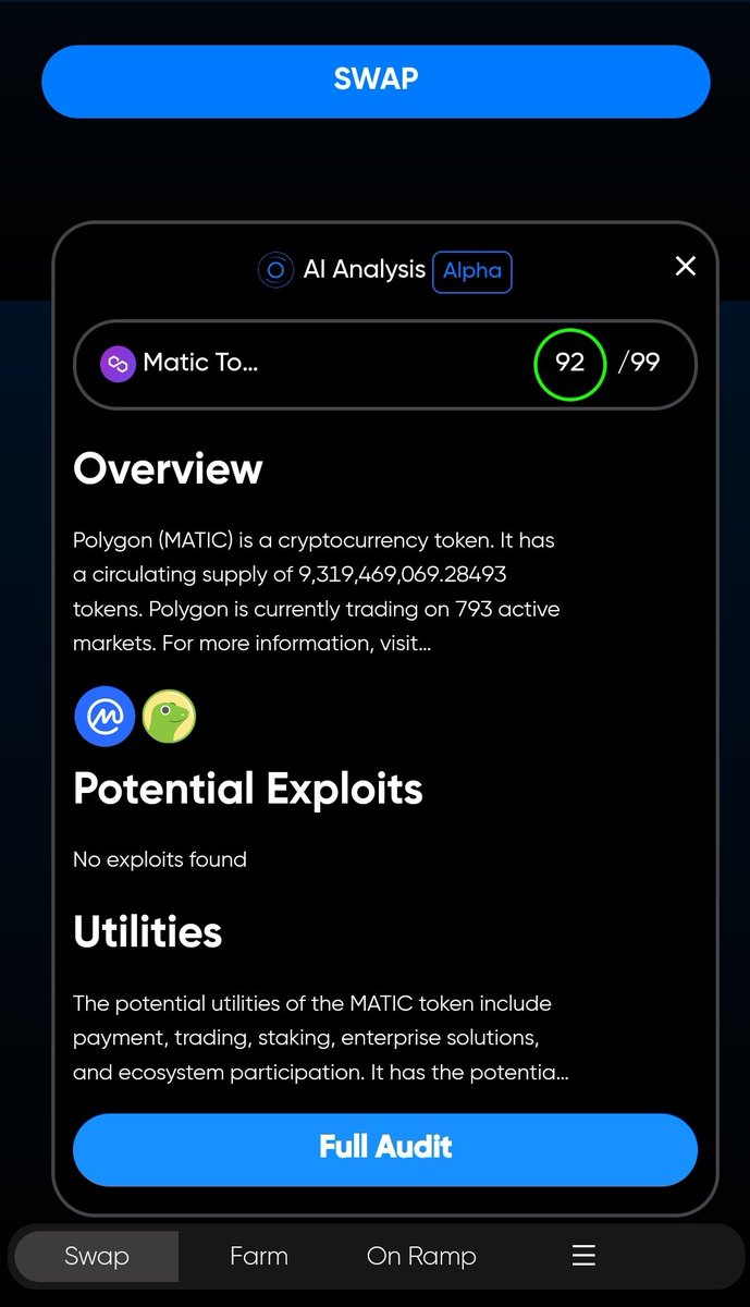 khotige's tweet photo. Good job $matic on no exploits!
#ARCaudit gives you the power to prevent rug pools, scams, hacks.
Before you invest, use $ARC @DeFi_ARC to fully audit the token!
It's your money, don't risk it! https://t.co/fg4z4dA6Xv