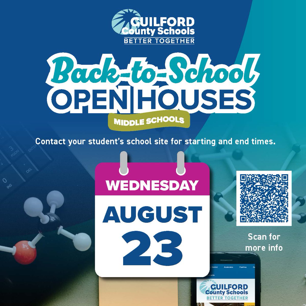 GCSchoolsNC's tweet image. #BackToGCS | As we gear up for another great year in Guilford County Schools, mark your calendars for Open Houses taking place! Here you can learn important information and get to know teachers and administration.

Check out the 🔗 in our bio for more info on getting #BackToGCS!