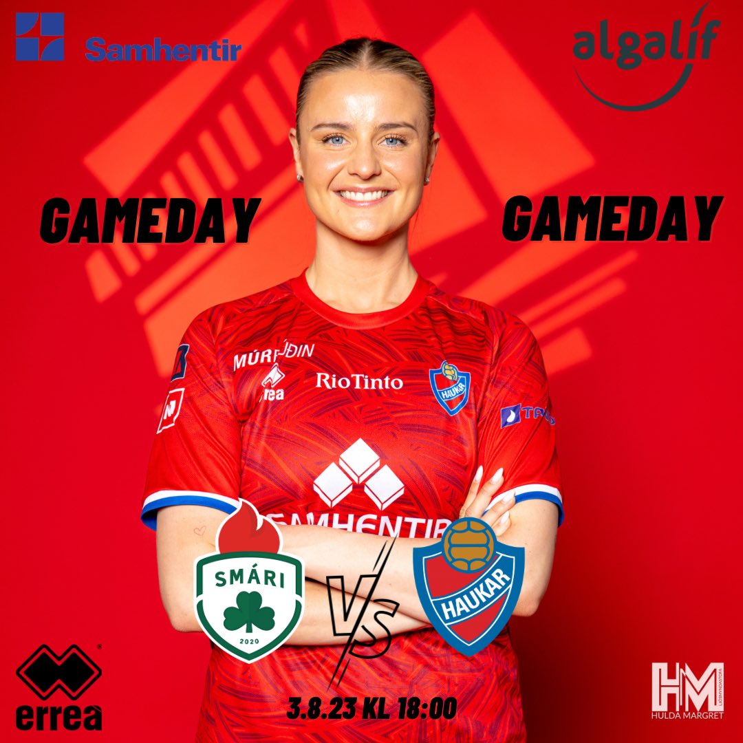 ⚽️ L E I K D A G U R ⚽️

Smari 🆚 Haukar

🏟️- Fagrilundur 
📅- 3.Ágúst 2023
⏰- 18:00
🏆- 2.Deild kvenna
♥️- Áfram Haukar!