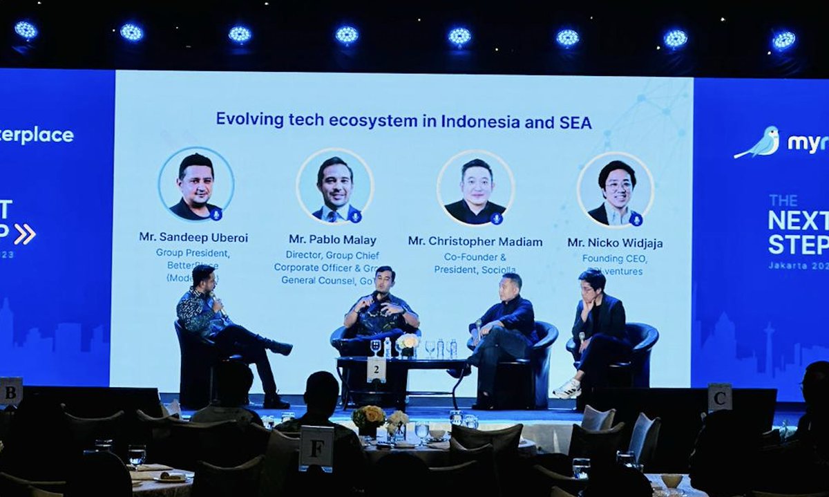 The second panel discussion at' The Next Step', moderated by Sandeep Uberoi , Group President at BetterPlace, had Mr. Pablo Malay, Mr. Christopher M. , and Mr. <a href="/nickowidjaja/">nicko widjaja</a>  speak about the evolving tech ecosystem in Indonesia and SEA. 
#BetterPlace <a href="/myrobinid/">MyRobin.id</a>