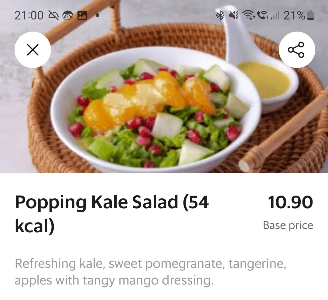 zara_p's tweet photo. The @SaladAtelier "Popping kale salad"...  @GrabMY picture Vs reality. I had to lift the fruit with a fork otherwise it was mostly covered by salad dressing. No pomegranate, btw, despite it being mentioned in the description https://t.co/uBYWR3xZgy