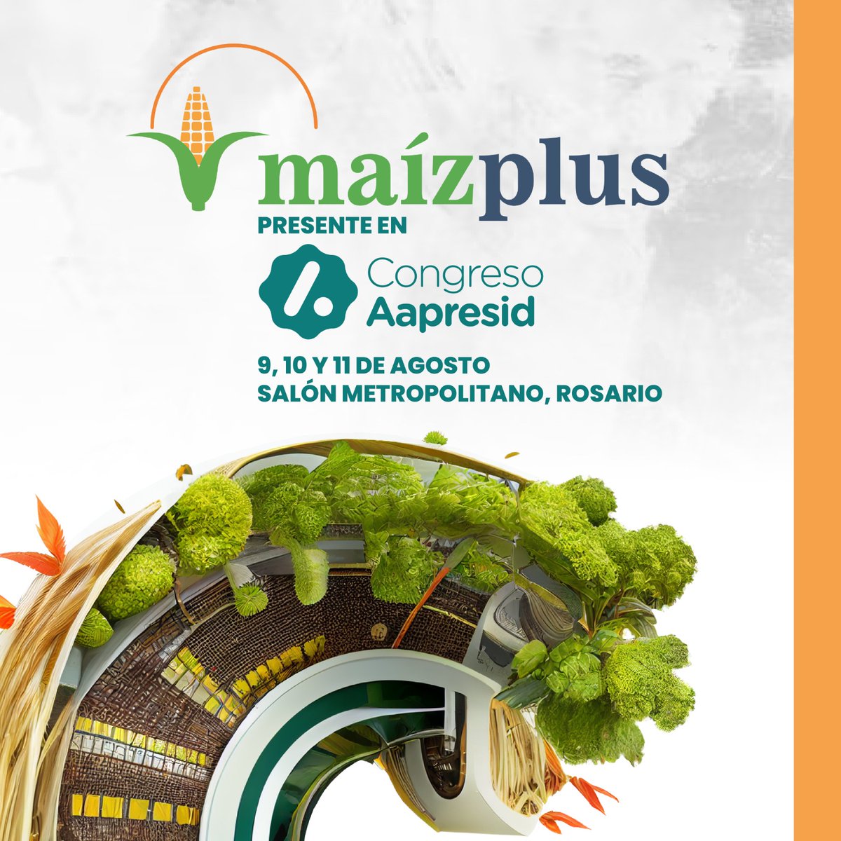 agroideas_sa's tweet photo. ¡Ya llega el Congreso Aapresid edición XXXI y Maíz Plus estará presente! 

🗓 9, 10 y 11 de agosto
📍 Salón Metropolitano, Rosario

Los esperamos 🙌🏻 

#MaizPlus🌽 #agroargentina #congresoaapresid #agriculturadeprecisión #agro #argentina🇦🇷 #campoargentino🇦🇷 #semil https://t.co/1v1qzyDywd
