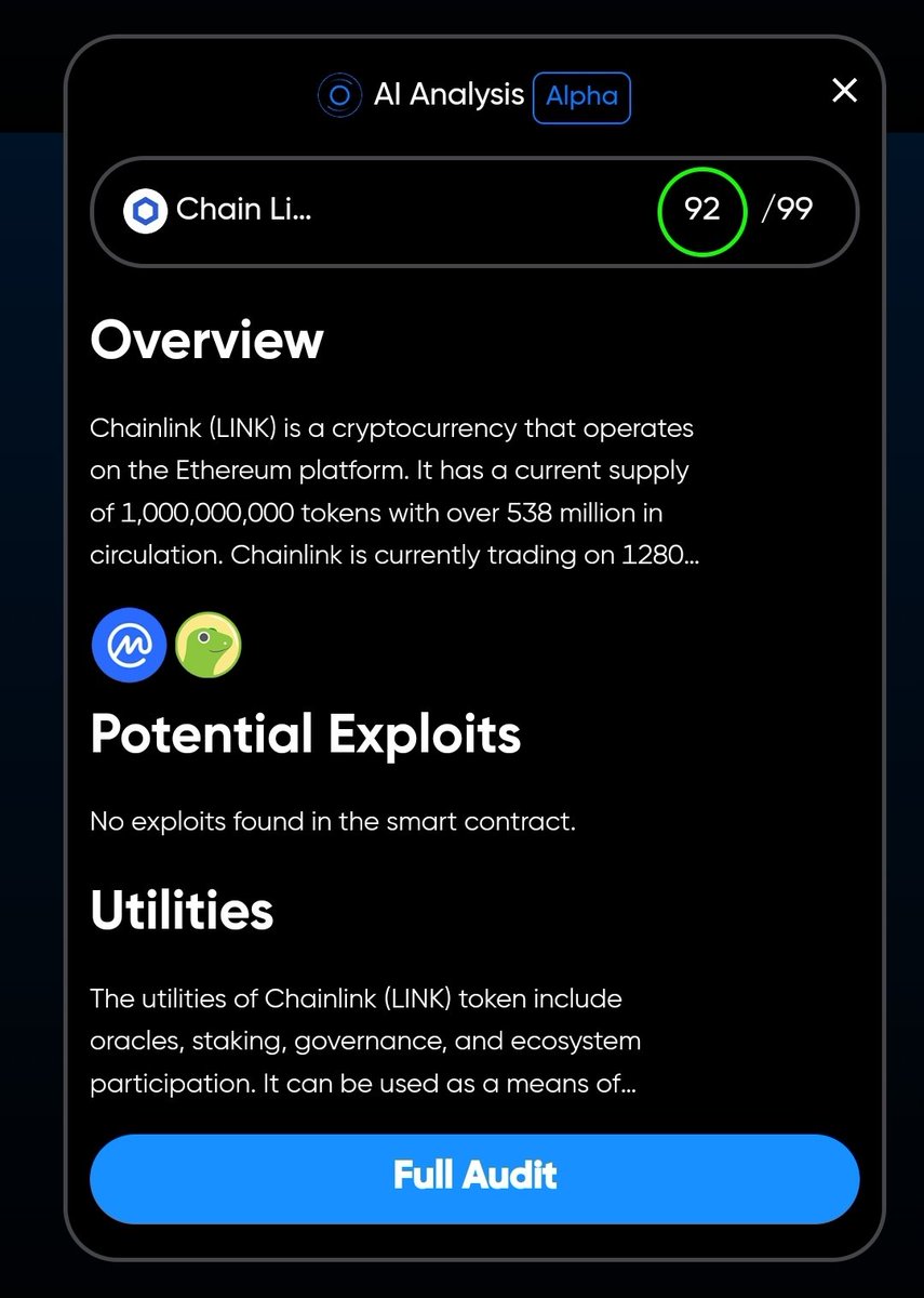 khotige's tweet photo. Good job $chainlink #chainlink
#ARCaudit gives you the power to prevent rug pools, scams, hacks.
Before you invest, use $ARC @DeFi_ARC to fully audit the token!
It's your money, don't risk it!
#audit #cryptorug @cz_binance @brian_armstrong @kucoincom https://t.co/J5zbS25hHq