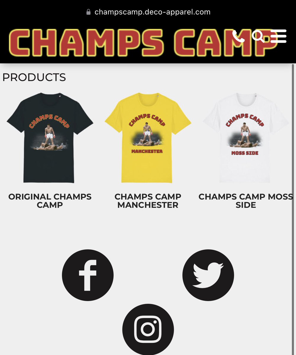 Have you got your T Shirt yet ? 
Hit link to get now and be part of British Boxing History #ChampsCamp #MossSideABC 

champscamp.deco-apparel.com