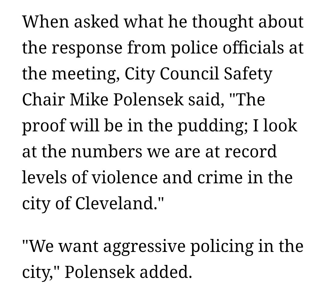 Voodoo_Pork's tweet photo. Cleveland "Safety" Council wants a police occupation of the city, an active war zone. 2018 DOJ report on police brutality forgotten.

Classic example of copaganda from local news. https://t.co/s2iWN8PgZM