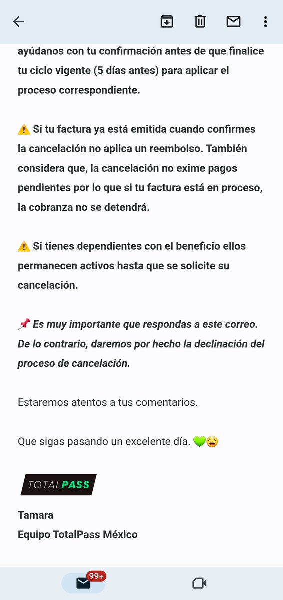 Goofmx's tweet photo. @totalpassmx no entiendo sus "políticas de cancelacion" piden un correo donde se especifica qué quieres cancelar el servicio y después me contestan qué debo contestar otro correo... ENTIENDAN QUE NO ME INTERESA SU SERVICIO Y QUIERO CANCELAR! https://t.co/uCpMiwxjV6