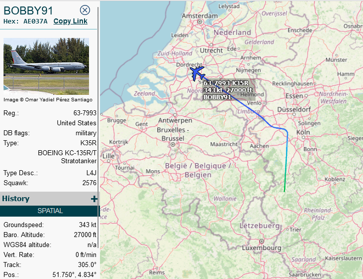 SirListenalot's tweet photo. #KC135 #AE037A as #BOBBY91 out of Spangdahlem, dragging two "SD" (South Dakota) #F16's as #CUBE31 to Pease via the ALTRV: MIMKU - MOGLO - ETARI - 55N020W - 5430N025W - 54N030W https://t.co/zFEqOD2VLU