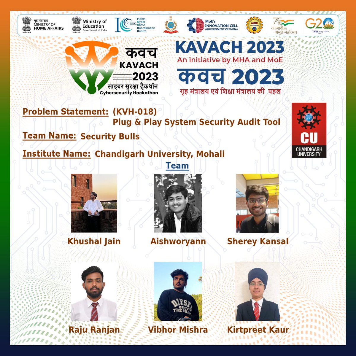 Khushaljainn's tweet image. 4 Days to go!
#Kavach2023 #CyberSecurityHackathon #MinistryOfEducation #MinistryOfHomeAffairs #AICTE #MIC #BPRD #I4C
@PMOIndia @narendramodi_in @EduMinOfIndia @PIBHomeAffairs @dpradhanbjp @HMOIndia @abhayjere @AICTE_INDIA @BPRDIndia @Cyberdost @mhrd_innovation
