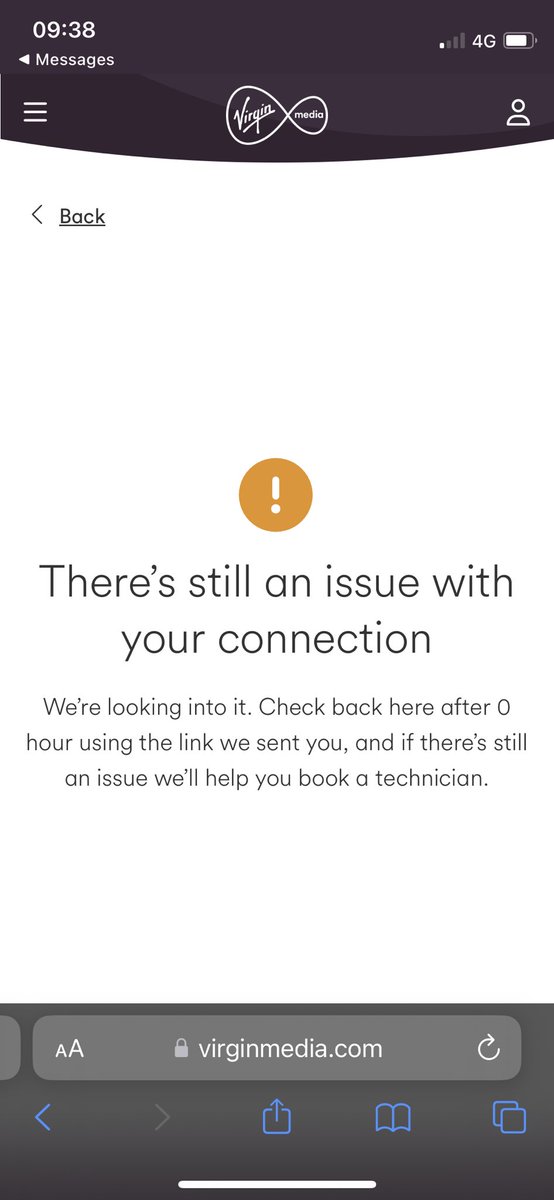 Jules Rendell (@julesrendell) on Twitter photo Dear <a href="/virginmedia/">Virgin Media ā¤ļø</a> after waiting 24 hours, thereās still a problem with our WiFi. How exactly do I book a technician? Your system here is a bit useless. I keep clicking that link and get the same message. Dear <a href="/virginmedia/">Virgin Media ā¤ļø</a> after waiting 24 hours, thereās still a problem with our WiFi. How exactly do I book a technician? Your system here is a bit useless. I keep clicking that link and get the same message.