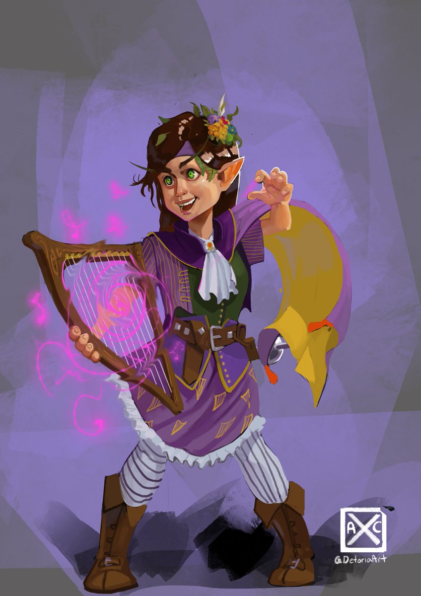 DetoriaArt's tweet photo. i could have sworn i posted this yesterday  but its not showing up ooon my feed so here it is again 
a Gnome bard! 
hope you like her 
#bard #commission #artistontwitter #commissionsopen https://t.co/bxxBYNuCcu
