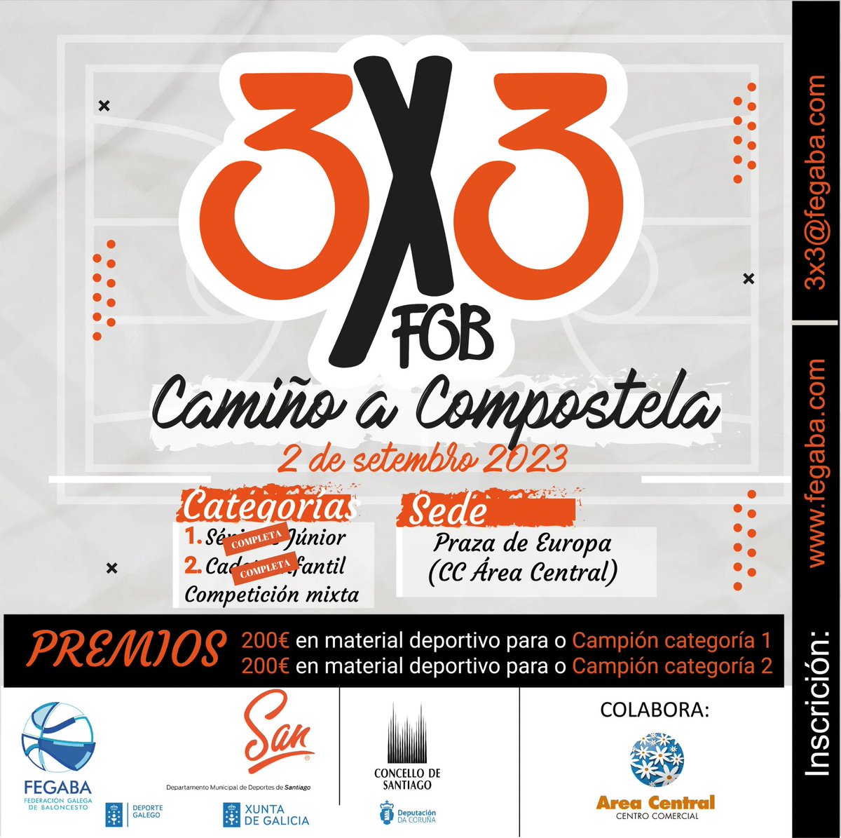 FGB_Baloncesto's tweet photo. Moi agradecidos🧡 pola vosa resposta!👇

🔈O 3×3 “Camiño a Compostela” PECHA ❌ as súas inscricions para o día 2️⃣ de setembro! 

🚨 E mantén aberta a inscrición para o día 3️⃣, nunha cita lúdica, mixta, para todas as categorías e SEN LÍMITE de prazas! 

ℹ️ https://t.co/mrRfxnnWa9 https://t.co/VHeEfyYEcO