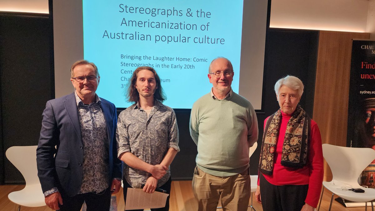 popculturals's tweet photo. Now happening, @AHSN_Humour Stereographs &amp; Americanisation of Australian popular culture, collaboration with @ccwm_sydney, in context of CCW curated exhibition 'Bringing the Laughter Home', exhibition curated  by Jan Brazier https://t.co/5BSAG6iUyV