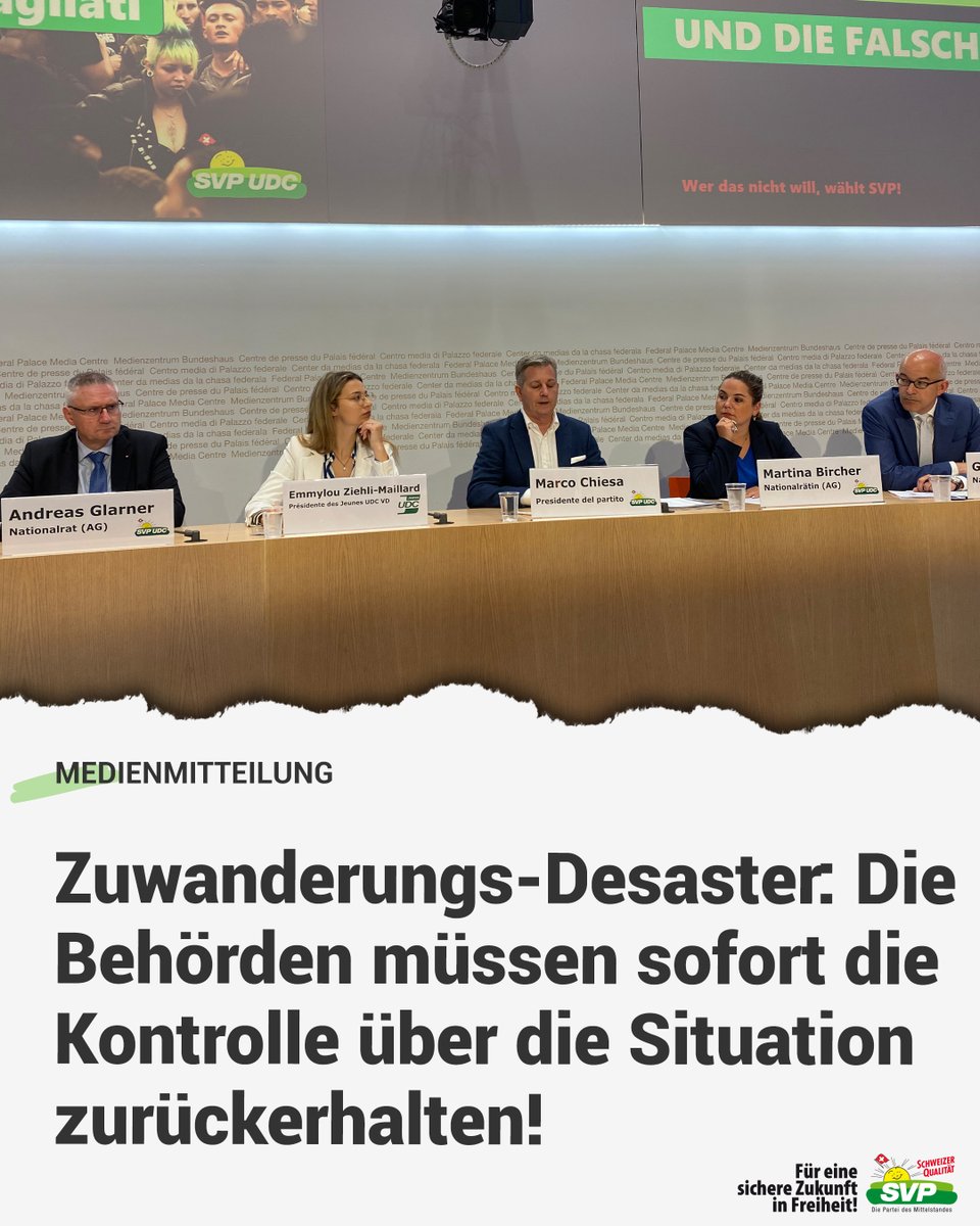 SVPch's tweet photo. Die Zahlen und Fakten belegen es: Die Schweiz hat ein Ausländerproblem. Statt dass wir gezielt jene Fachkräfte holen, die unsere Wirtschaft braucht, überschwemmen Billigarbeiter, Familiennachzügler, Asyl- und Sozialschmarotzer die Schweiz.
👉https://t.co/E7FerDiaxQ https://t.co/YUbLgxAzz8