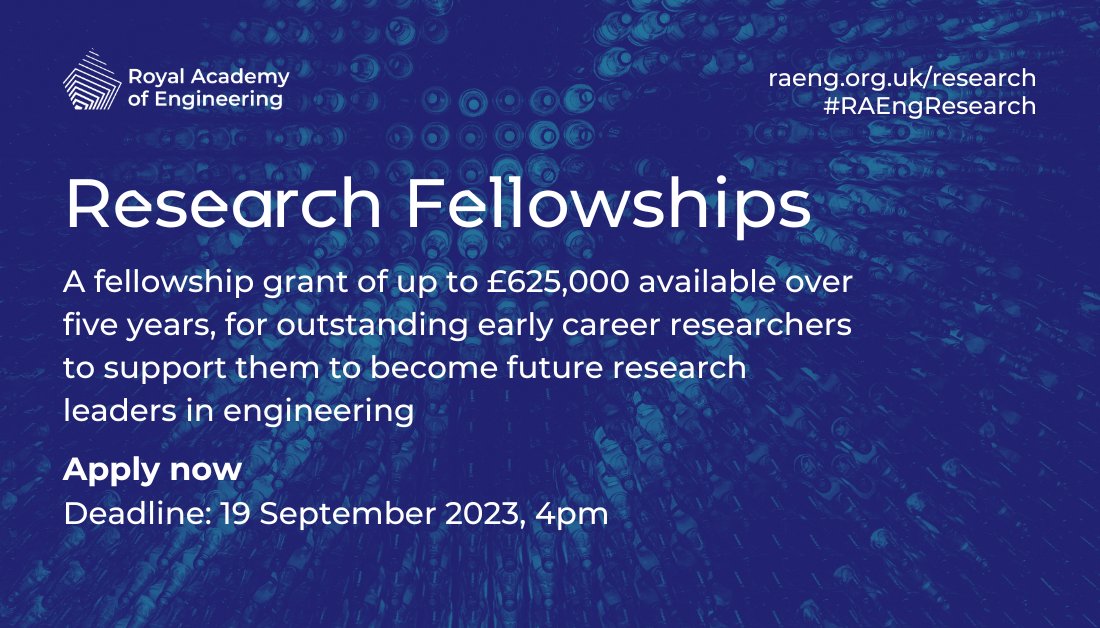 RAEngNews's tweet photo. Want to take your research career to the next level? #RAEngResearch Fellowships are designed for early-career researchers, offering up to £625k funding and support for researchers based at UK research institutes and universities. To apply, visit: https://t.co/cgi16Z1U6h https://t.co/ZuVb9MUr0Y