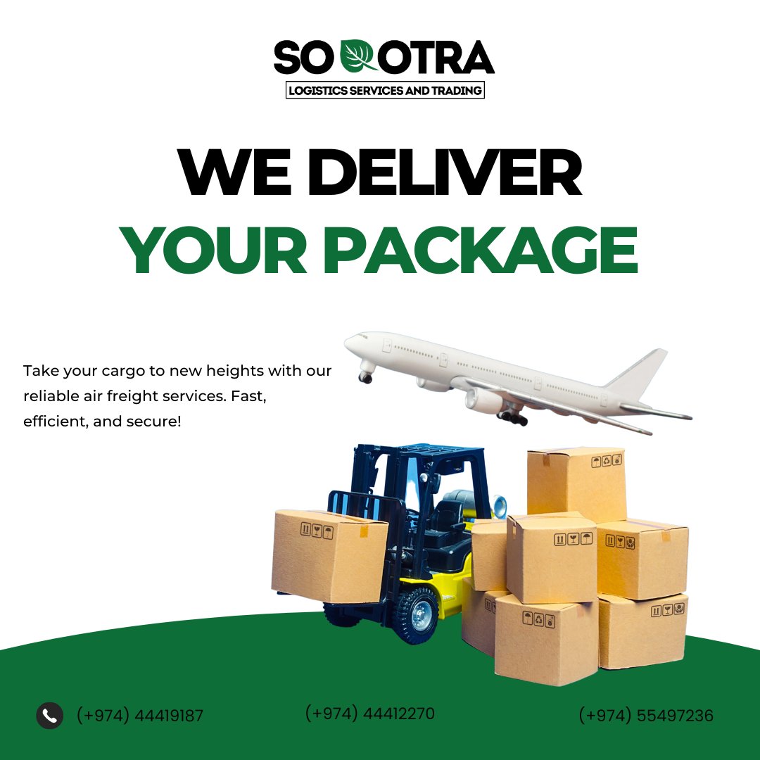 SoqotraLogistic's tweet image. Time-sensitive delivery? We've got wings! Our air freight services will fly your cargo to its destination with unrivaled speed and precision.

Contact us now at (+974) 4441918

 #AirFreightExperts #FastAndSecure #ExpressDelivery #SoqotraLogistics