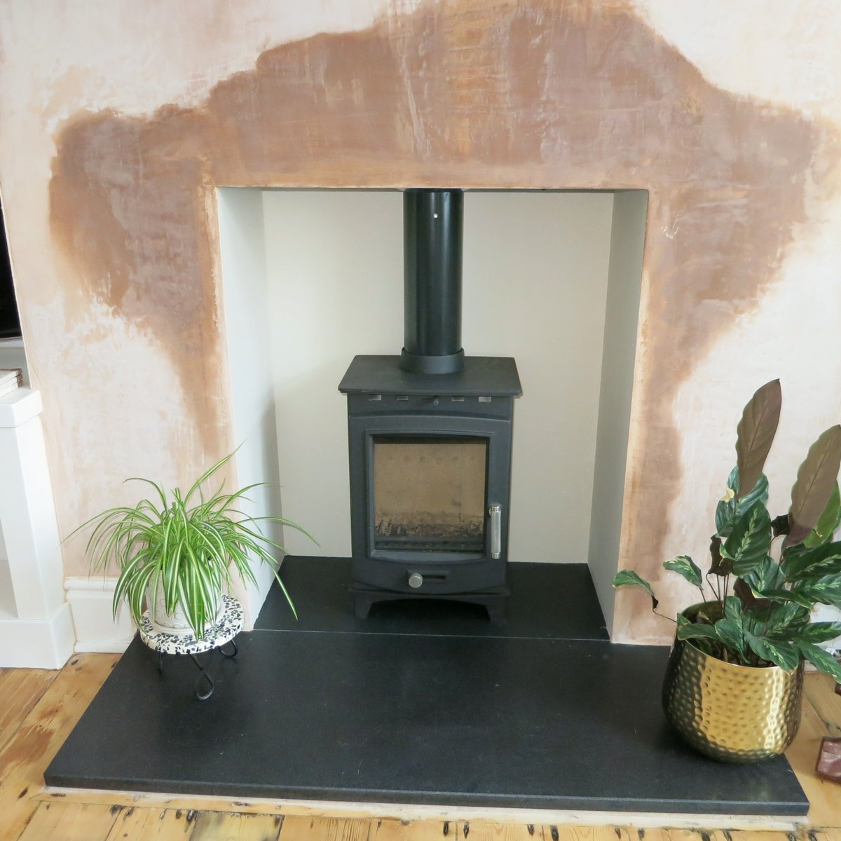 Another delighted #stretford client with the installation of their @percydoughty <a href="/rapidcarrot77/">Cece Mulroy</a> Penman Kirkham multi fuel stove with an <a href="/CheshireMarble/">Cheshire Marble</a> black honed granite hearth #theheatison