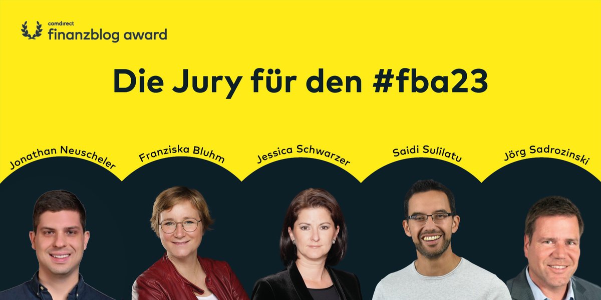 finanzblog award (@finanzblogaward) on Twitter photo Dürfen wir vorstellen? Das ist unsere diesjährige Jury! 🎊 <a href="/franziskript/">Franziska Bluhm 💥</a>, <a href="/Finanztip/">Finanztip</a>, <a href="/SchwarzerJ/">Jessica Schwarzer</a>, <a href="/jsadro/">Jörg Sadrozinski</a> und Gastjuror <a href="/JonNeuscheler/">Jonathan Neuscheler</a>, wir freuen uns auf euch! #fba23 Dürfen wir vorstellen? Das ist unsere diesjährige Jury! 🎊 <a href="/franziskript/">Franziska Bluhm 💥</a>, <a href="/Finanztip/">Finanztip</a>, <a href="/SchwarzerJ/">Jessica Schwarzer</a>, <a href="/jsadro/">Jörg Sadrozinski</a> und Gastjuror <a href="/JonNeuscheler/">Jonathan Neuscheler</a>, wir freuen uns auf euch! #fba23