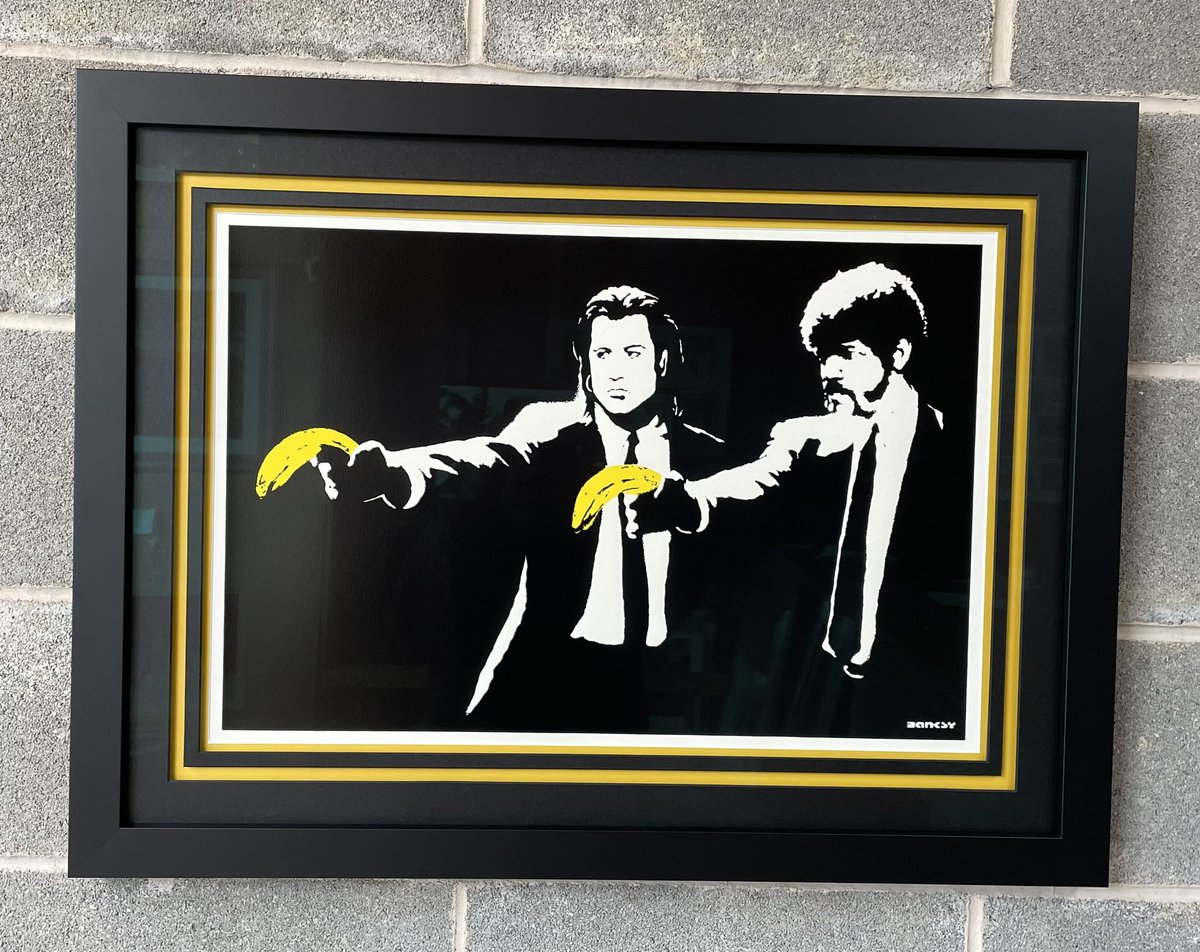 🖼️ Picture framing at In2Frames Picture Framing Chesterfield Call in to see us, we’re open today until 5pm! 

#pulpfiction #banksy #johntravolta #SamuelLJackson #banana #pictureframing #derbyshire