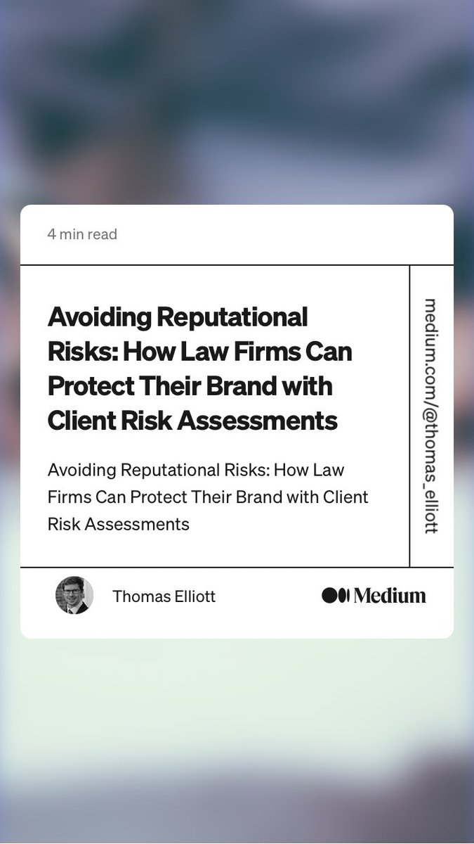 Created my first blog post on ⁦<a href="/Medium/">Medium</a>⁩! This will be the first of many blogs I write with a focus on #amlcompliance , data protection and #legaltech.  All feedback welcomed!

#lawyers #lawtwitter #legal
medium.com/@thomas_elliot…