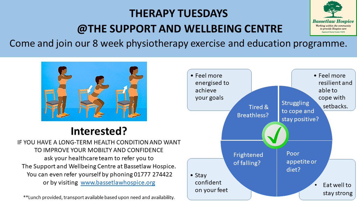 Exciting new Therapy Tuesdays - please share far and wide. See poster for referral information, can also be easily done via the hospice website <a href="/NottsHealthcare/">Nottinghamshire Healthcare</a>