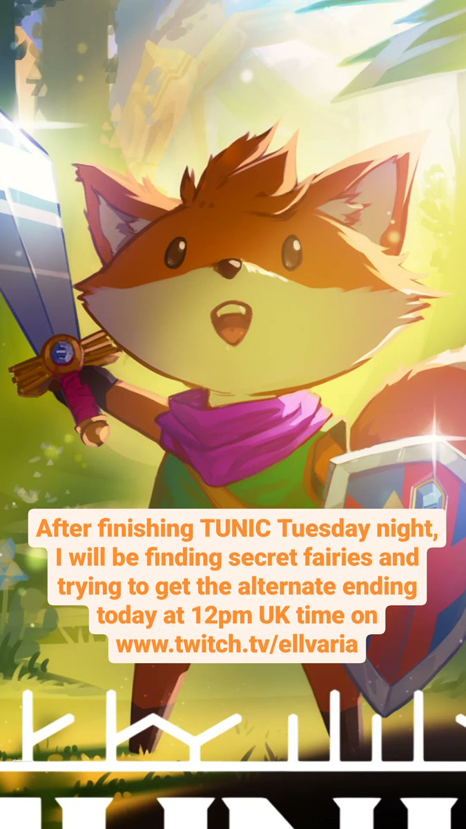 Ellvaria5657's tweet photo. I will be attempting to find secret fairies and the alternate ending for #TUNIC today at 12pm UK time on https://t.co/s6RvNSu6oB
#GirlGamer #Gamer #Twitch #Streamer #Affiliate #Fox #Foxanne https://t.co/NUfNbupVkc