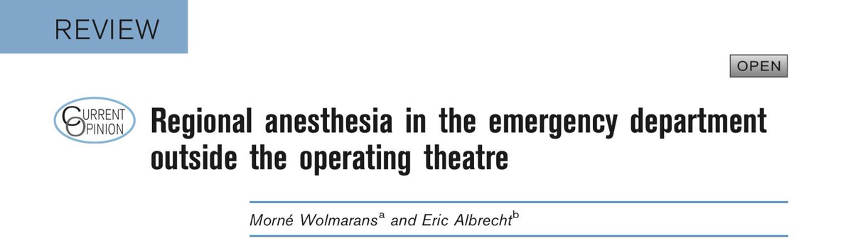 @EM_RESUS Perfect example of using Regional Anaesthesia in the ER appropriately. There’s a lot more RA techniques that can be utilised with appropriate training. Hopefully this article will be helpful .
