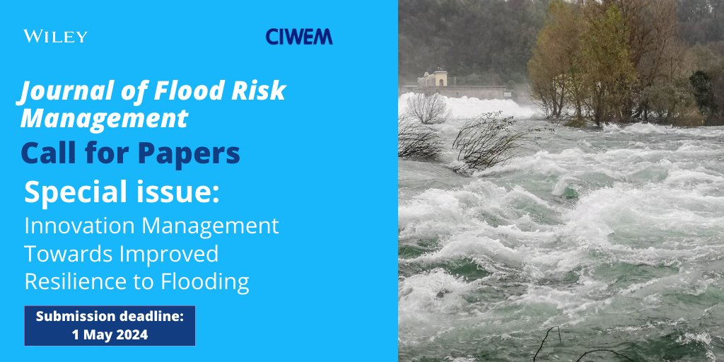 Want to contribute to this month's #JournalSpotlight? Submit your research to their upcoming #SpecialIssue, 'Innovation Management towards Improved Resilience to Flooding.' 📅 Submission deadline: May 1st, 2024 ➡️ ow.ly/zCw450PoYYS @JFloodRiskMgmt @CIWEM