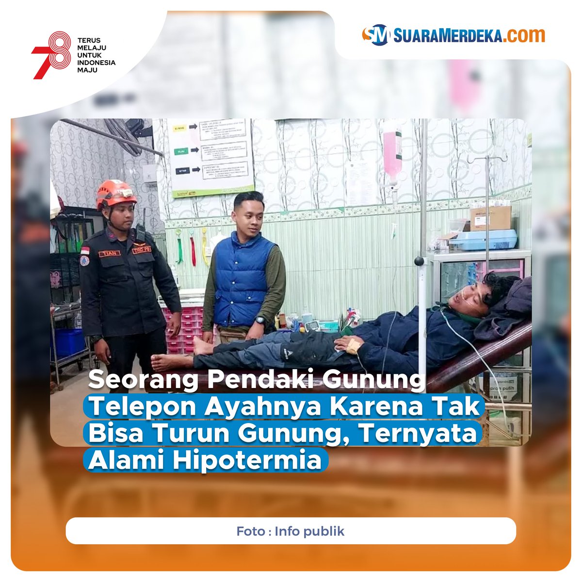 suaramerdeka's tweet photo. Seorang pendaki alami cedera saat melakukan pendakian di Gunung Lemongan Kecamatan Klakah, Kabupaten Lumajang Jawa Timur.
https://t.co/oWYzmUjQ0B
#suaramerdeka #suaramerdekacom #pendaki #gunung #hipotermia #telepon #ayah #turungunung #pendakihipotermia #gununglemongan https://t.co/zmLBJlSxyL
