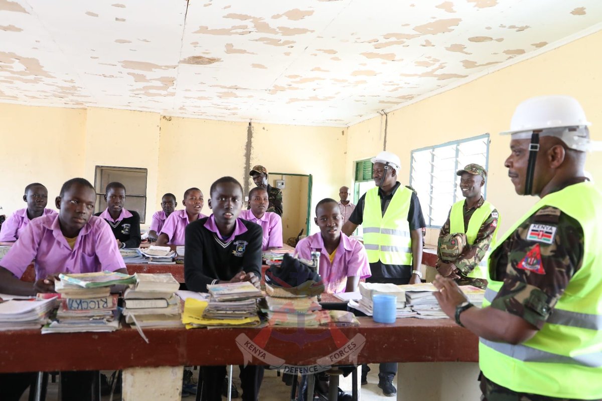 kdfinfo's tweet photo. The KDF Construction Engineers Brigade Commander, Brigadier Joseph Mutua, conducted an inspection tour to the ongoing renovation and reconstruction of schools project in the North Rift under 'Operation Maliza Uhalifu' Multi agency team. https://t.co/ELhiG71wT4 https://t.co/TwSp4kdBSx