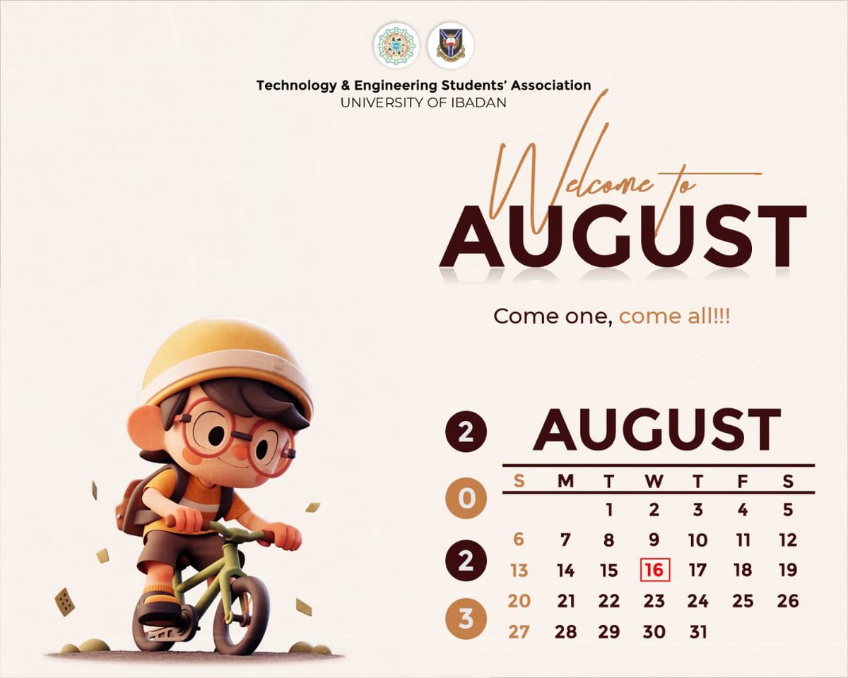 TESA_UI's tweet photo. Greatest Techites!!
Welcome to August🤩
We wish you breakthrough in all your endeavours this new month🤩📅
#IbadanTechies
#TESAUI https://t.co/WmvKbIl3Xx