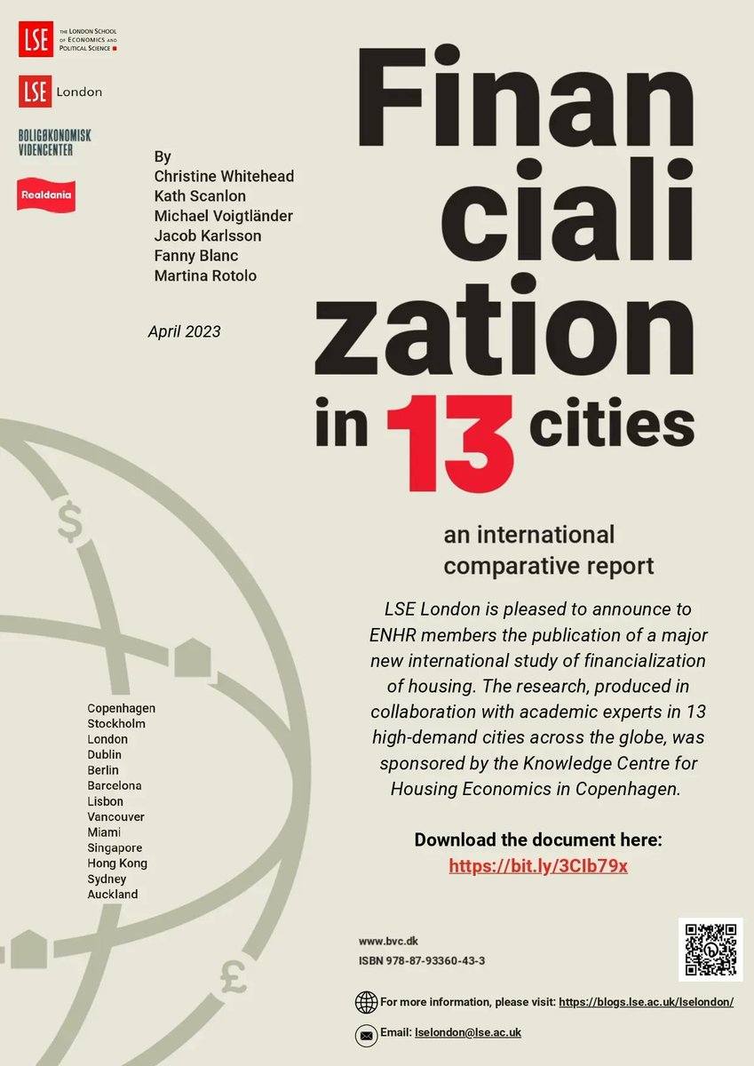 lse_london's tweet photo. 📈🏘️ Do not miss our latest report on #HousingFinancialisation produced in collaboration with experts from13 cities across the globe & sponsored by the #KnowledgeCentreForHousingEconomics in Copenhagen.
📚https://t.co/sWQ90uz0LL
@CurtLiliegreen @Realdaniadk https://t.co/gGJuChPhZI
