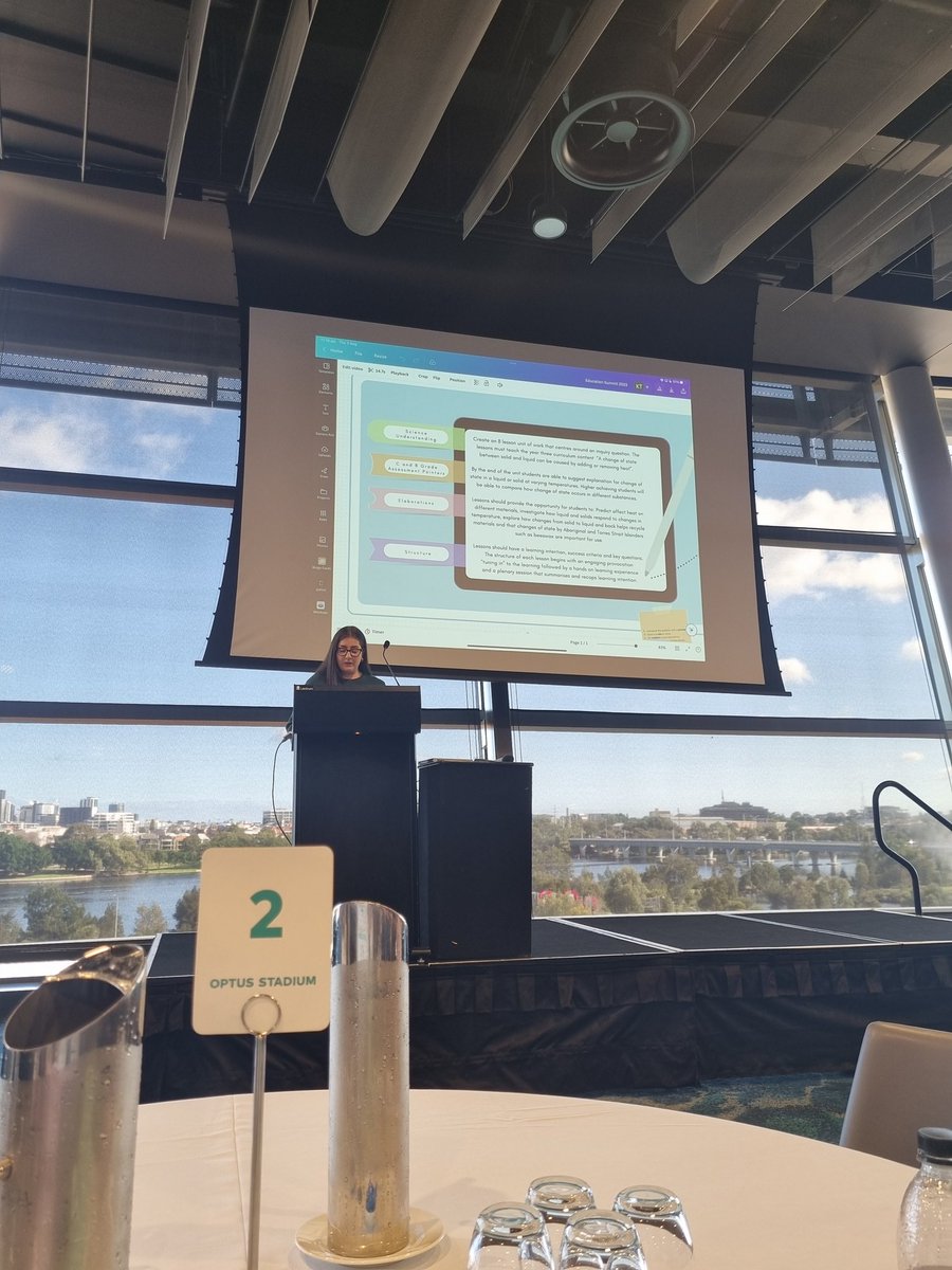 What a fantastic presentation from the wonderful <a href="/MasielloMiss/">Mrs Kate Thomas</a>. It is so inspiring to see the effective use of AI in the classroom and for planning. My takeaway "Great things never come from comfort zones" #WAES23