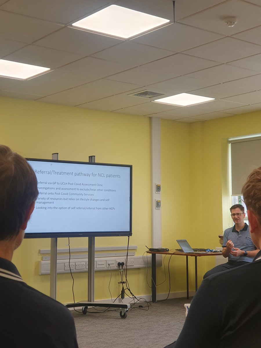 NM_CommunityMSK's tweet photo. Delighted to have Robin from the Post Covid Community Services team in today talk to us about Long COVID and how we can refer into their team! Multidisciplinary working and education is massively key to help this group of patients #LongCOVID #MDT #physiotherapy @uclh @NorthMidNHS https://t.co/qXEnnBGnGQ