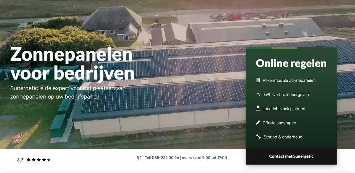 Binnen 1 minuut een offerte voor #zonnepanelen voor uw <a href="/bedrijf/">Bedrijfsuitje</a> aanvragen? Via onze website kunt u gratis een dakscan doen en offerte aanvragen voor #zakelijk zonnepanelen #leasen of #kopen. Vul de dakscan in en ontvang een vrijblijvende offerte. Ga naar zakelijk.sunergetic.nl/dakscan/aanvra…