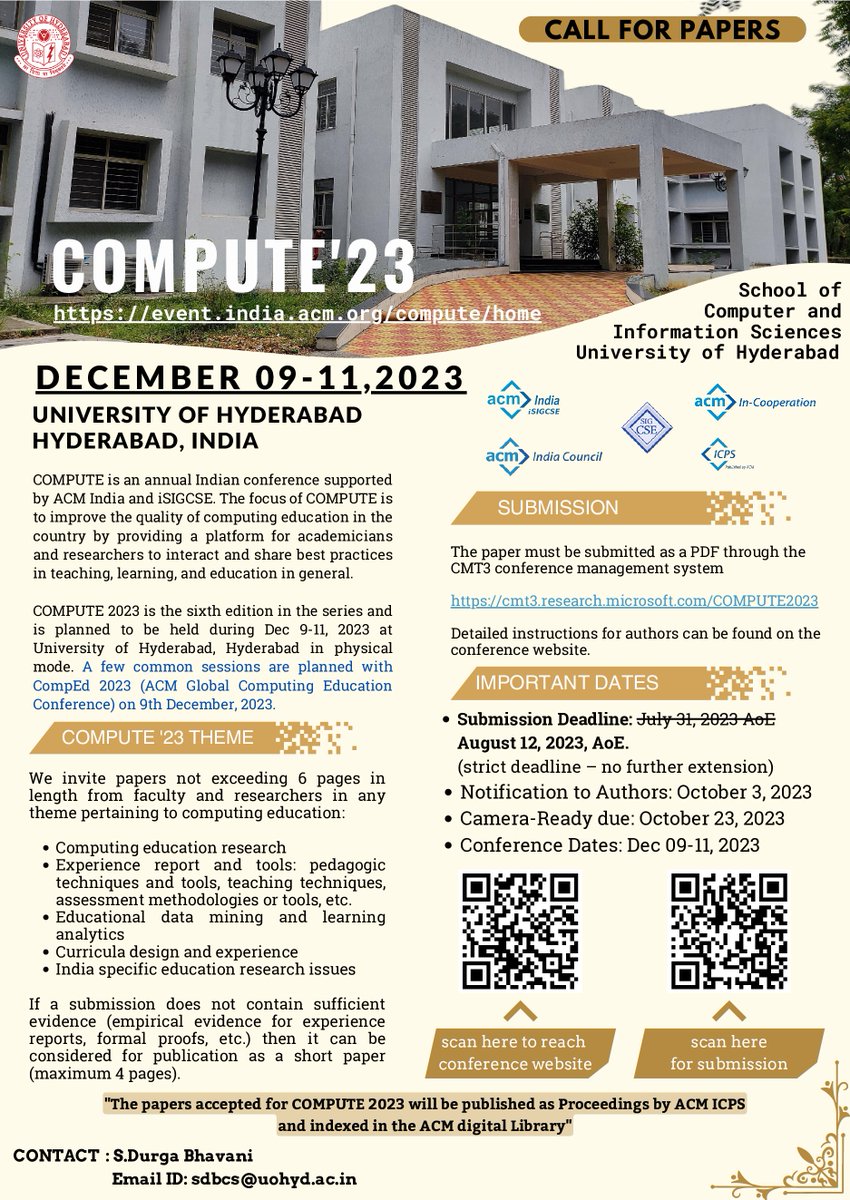 isigcse's tweet image. Deadline extended to August 12, 2023 for Annual Compute Conference.