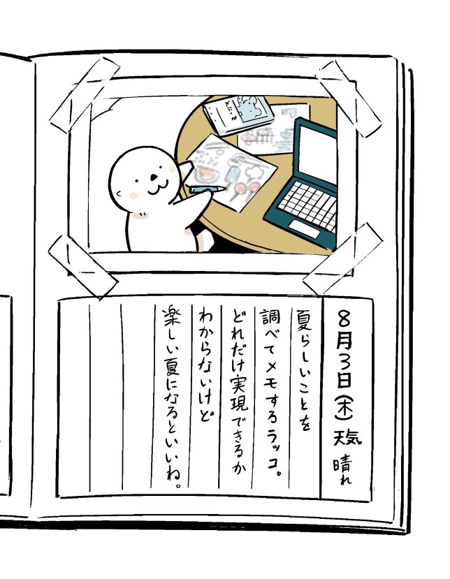 ラッコの絵日記
(8月3日)

前回の4コマ↓
https://t.co/o6nv9BG2vR 