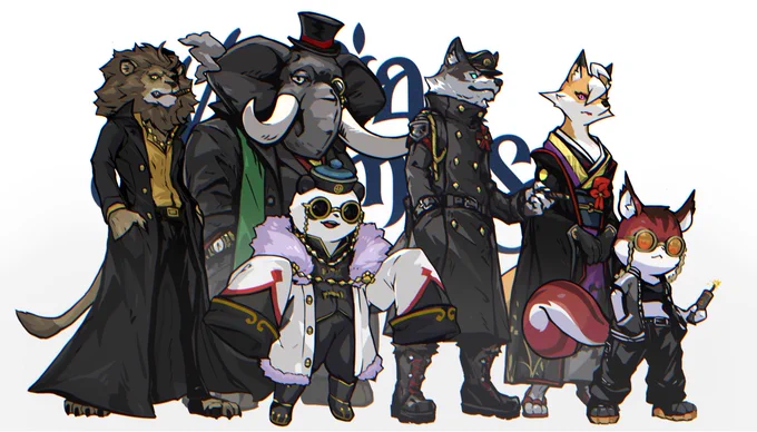 #8月になったのでフォロワーさんに自己紹介しようぜ 「TheMafiaAnimals」というオリジナル作品を創っています動物×マフィアの世界。TMAWorldという架空のゲームの世界で、アニマリアという都市を舞台に5つのファミリーがナワバリを巡って抗争しています #TMA #TMAs  