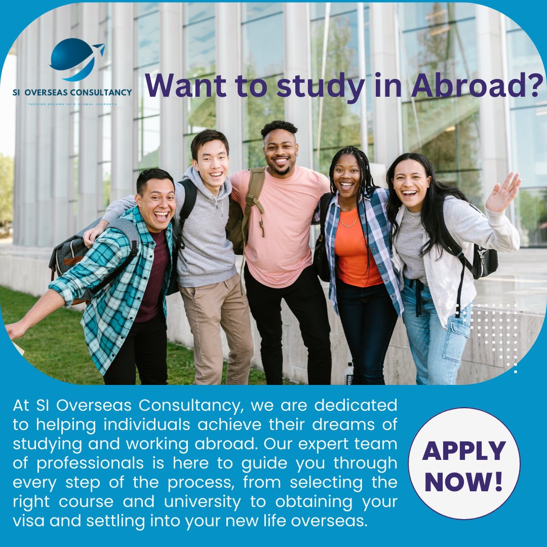 #StudyAbroad #GlobalEducation #InternationalOpportunities #EducationConsultants #StudentSuccess #ExploreTheWorld #CareerGoals #HigherEducation #FutureLeaders #EmpoweringDreams #StudyOverseas #GlobalProspects #GuidanceMatters #SuccessAbroad #CrossBorders #SIOverseasConsultancy