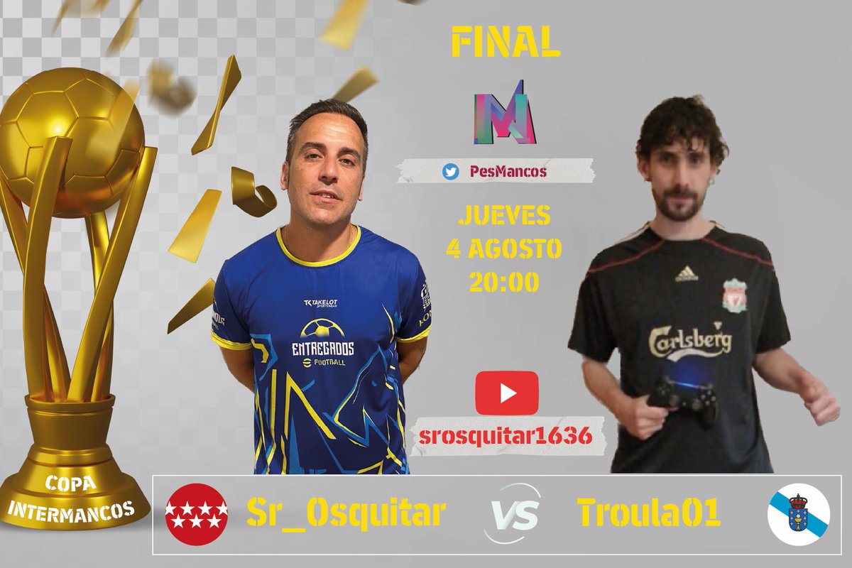Y por ultimo tenemos la gran final de la COPA INTERMANCOS, el ultimo titulo en juego europeo de la temporada donde se enfrentan <a href="/srosquitar/">@srosquitar</a> contra #troula01. 
Mucha suerte a los dos y nos vemos en directo desde youtube esta tarde.

📺📺📺

youtube.com/@srosquitar1636