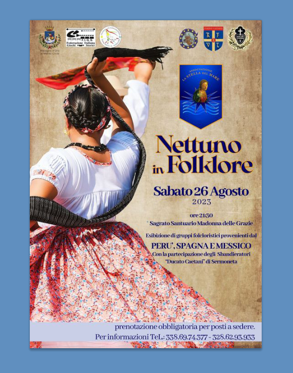 ILitorale's tweet photo. NETTUNO IN FOLKLORE
Sabato 26 agosto 2023
ore 21,30
Sagrato Santuario Madonna delle Grazie
Edizione di gruppi folcloristici provenienti dal Perù, Spagna e Messico e con la partecipazione degli sbandieratori "Ducato Caetani! di Sermoneta https://t.co/CN1TMADAKu