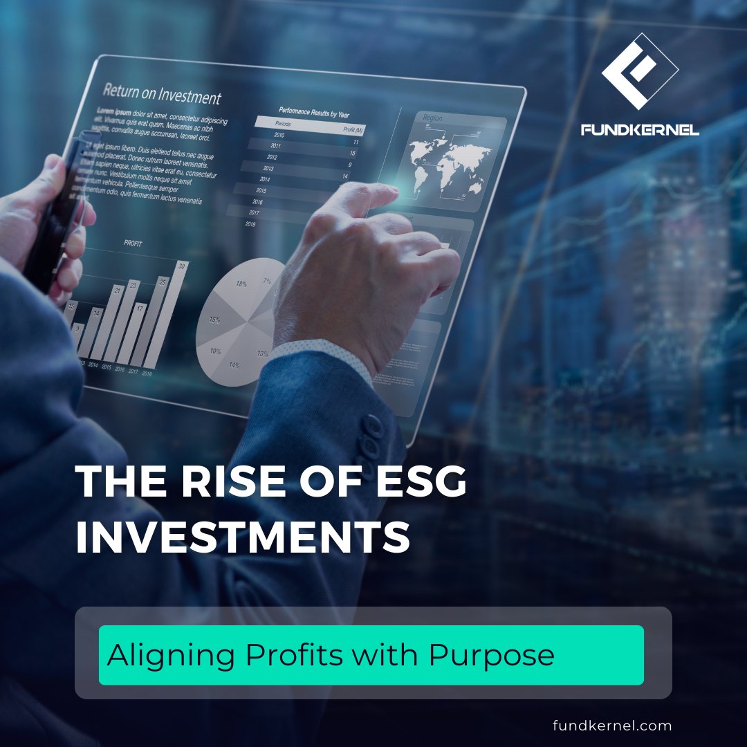 ESG investments are growing as investors prioritize non-financial factors. Aligning profits with purpose, it considers environmental, social, and governance aspects.Join the ESG trend with #FundKernel. #ESGInvesting #SustainableFinance